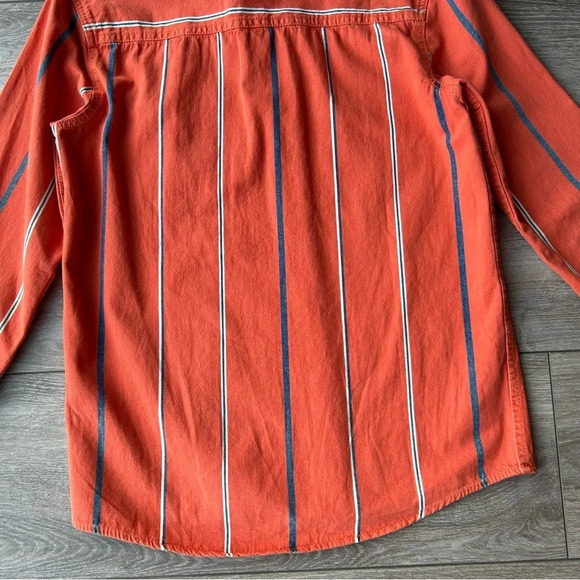 Mens Zara Denim Orange Stripe Button Down  Shirt - Picture 14 of 14
